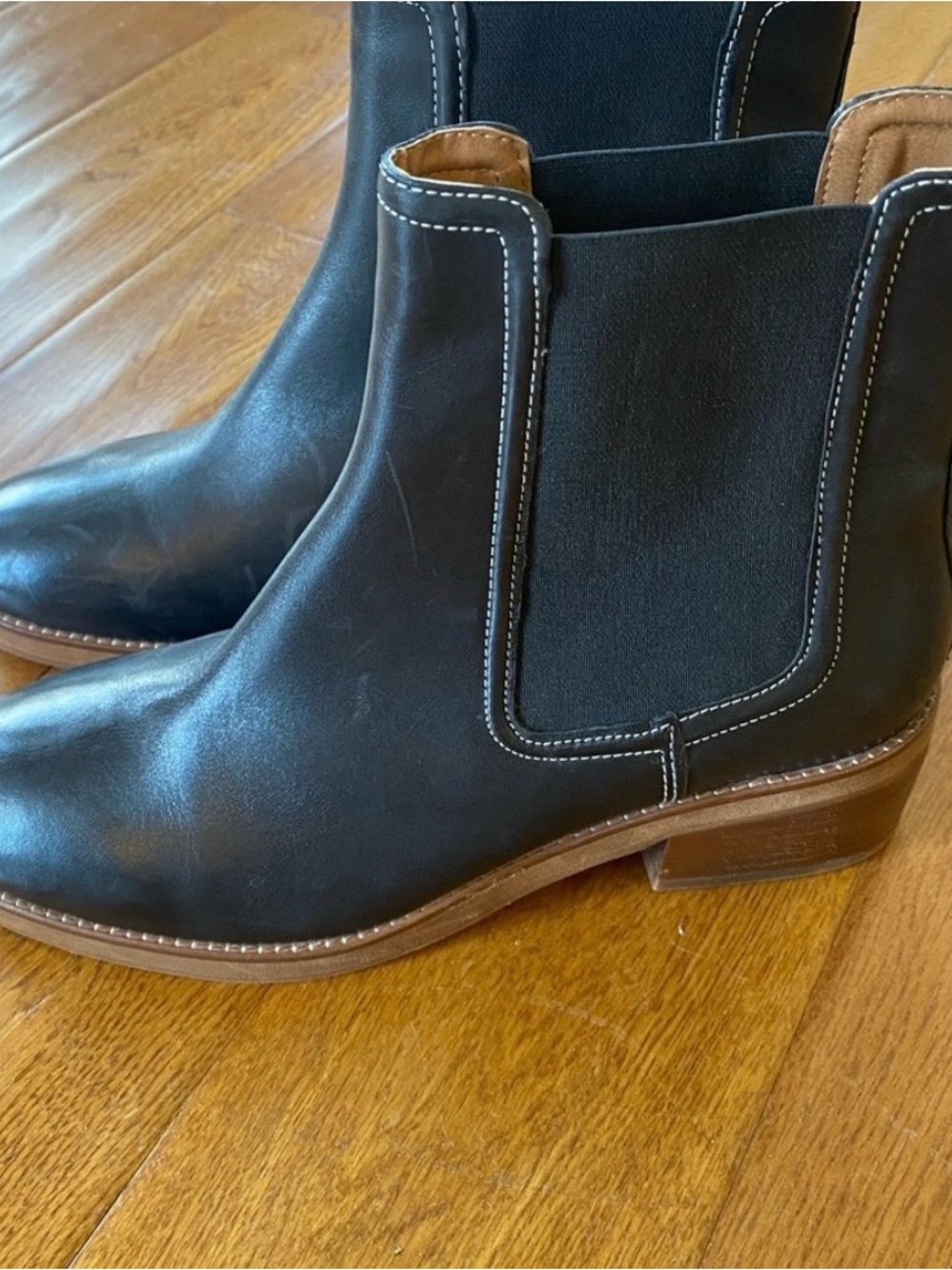 Joie Black Leather Chelsea Ankle Boots